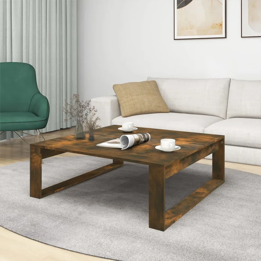 Table basse Chêne fumé 100x100x35 cm Bois d'ingénierie - 3