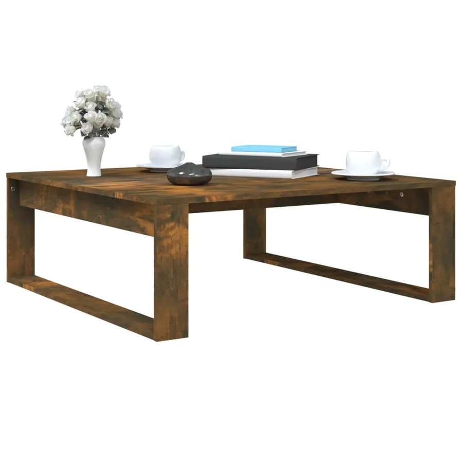 Table basse Chêne fumé 100x100x35 cm Bois d'ingénierie - 6
