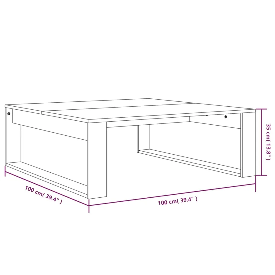 Table basse Chêne fumé 100x100x35 cm Bois d'ingénierie - 7