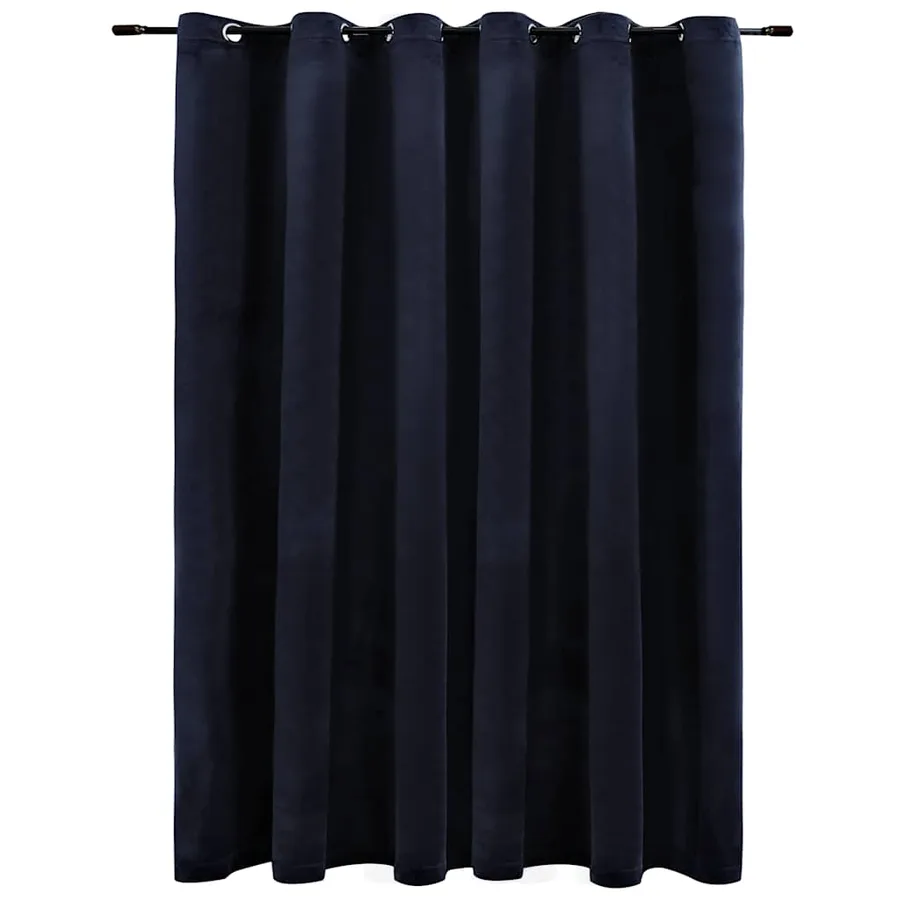Rideau occultant avec anneaux en métal Velours Noir 290x245 cm - 2