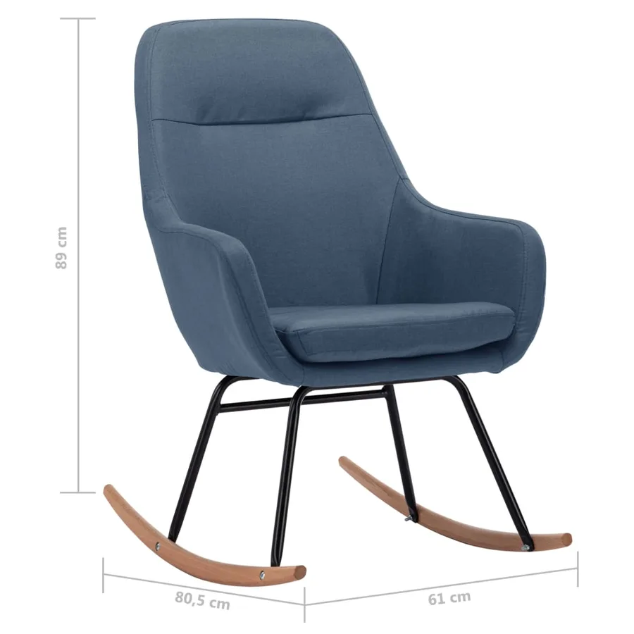 Chaise à bascule Bleu Tissu - 8
