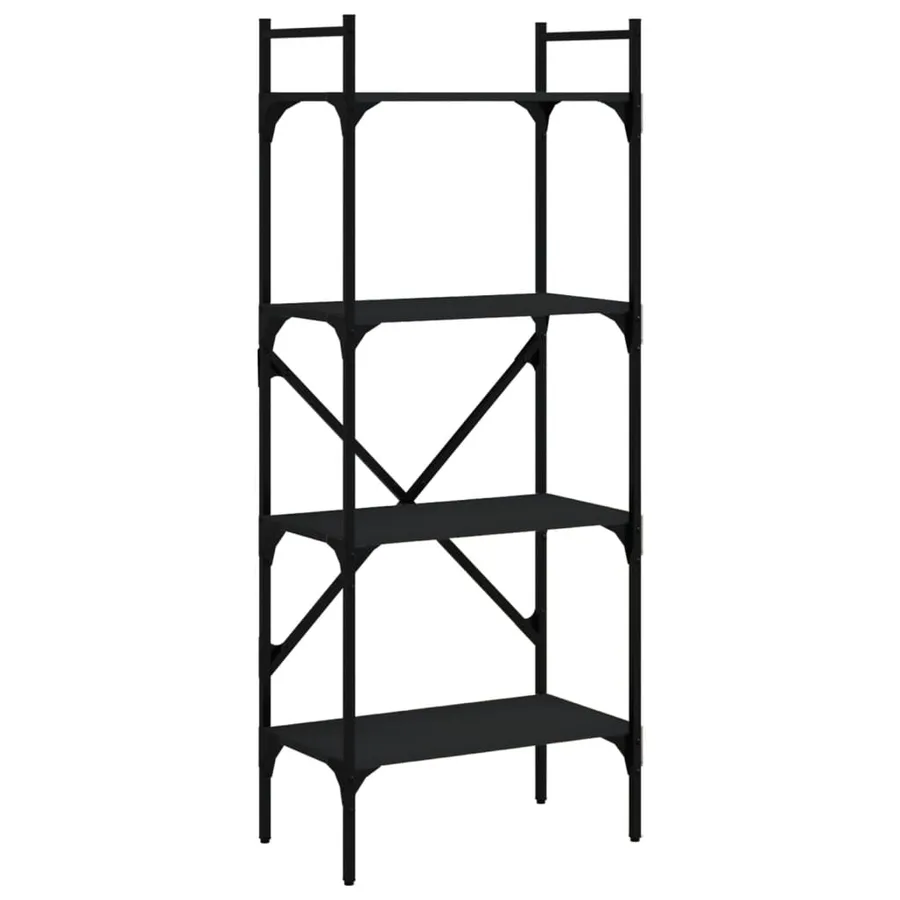 Bibliothèque à 4 niveaux noir 56x31,5x138,5cm bois d'ingénierie - 2