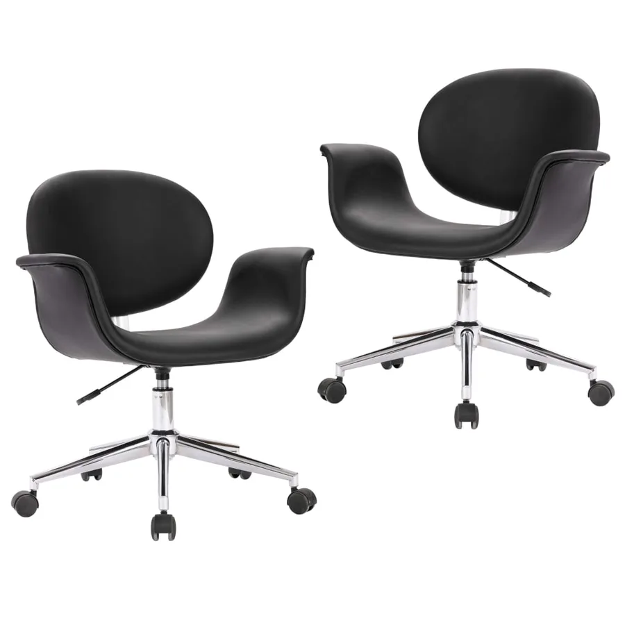 Chaises pivotantes à manger lot de 2 noir similicuir - 2