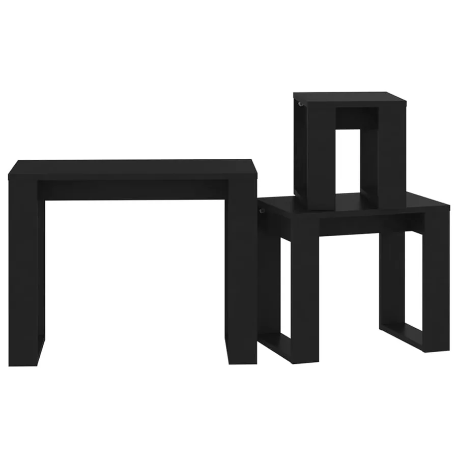 Tables gigognes 3 pcs Noir Bois d'ingénierie - 7
