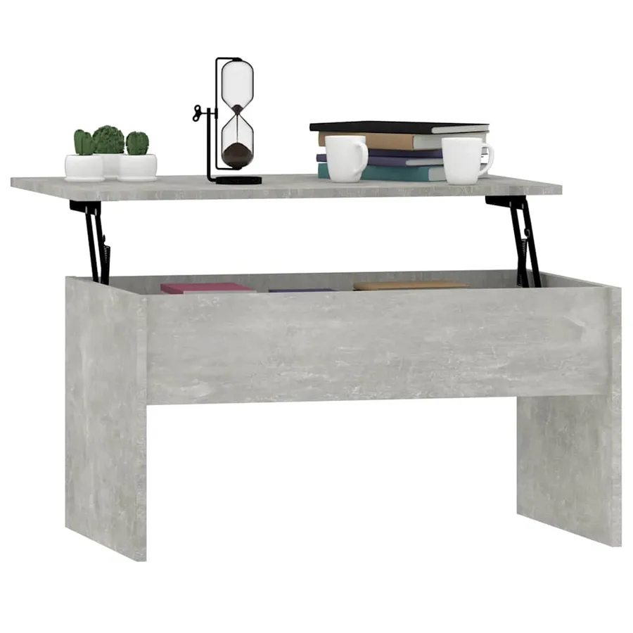 Table basse gris béton 80x50,5x41,5 cm bois d'ingénierie - 7