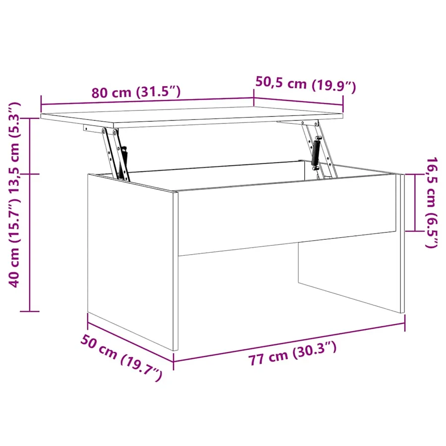 Table basse gris béton 80x50,5x41,5 cm bois d'ingénierie - 9