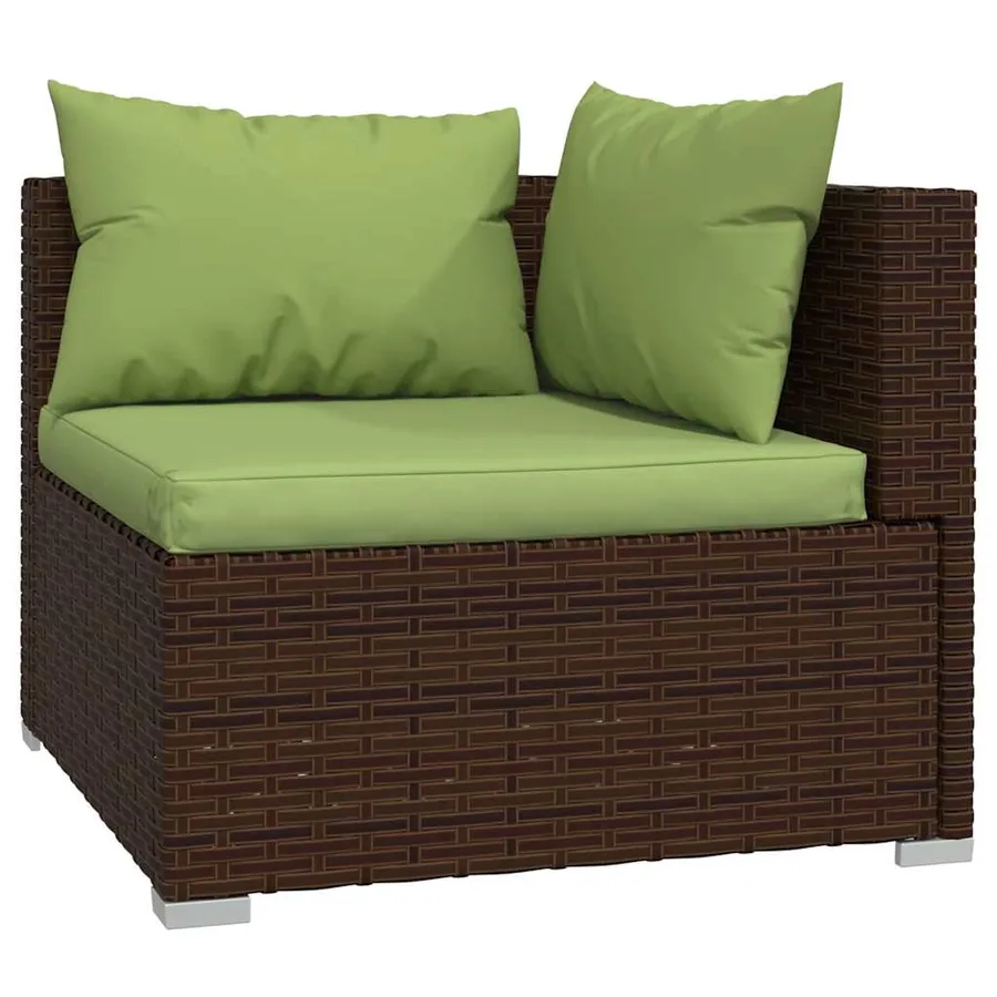 Salon de jardin 5 pcs avec coussins résine tressée marron - 4