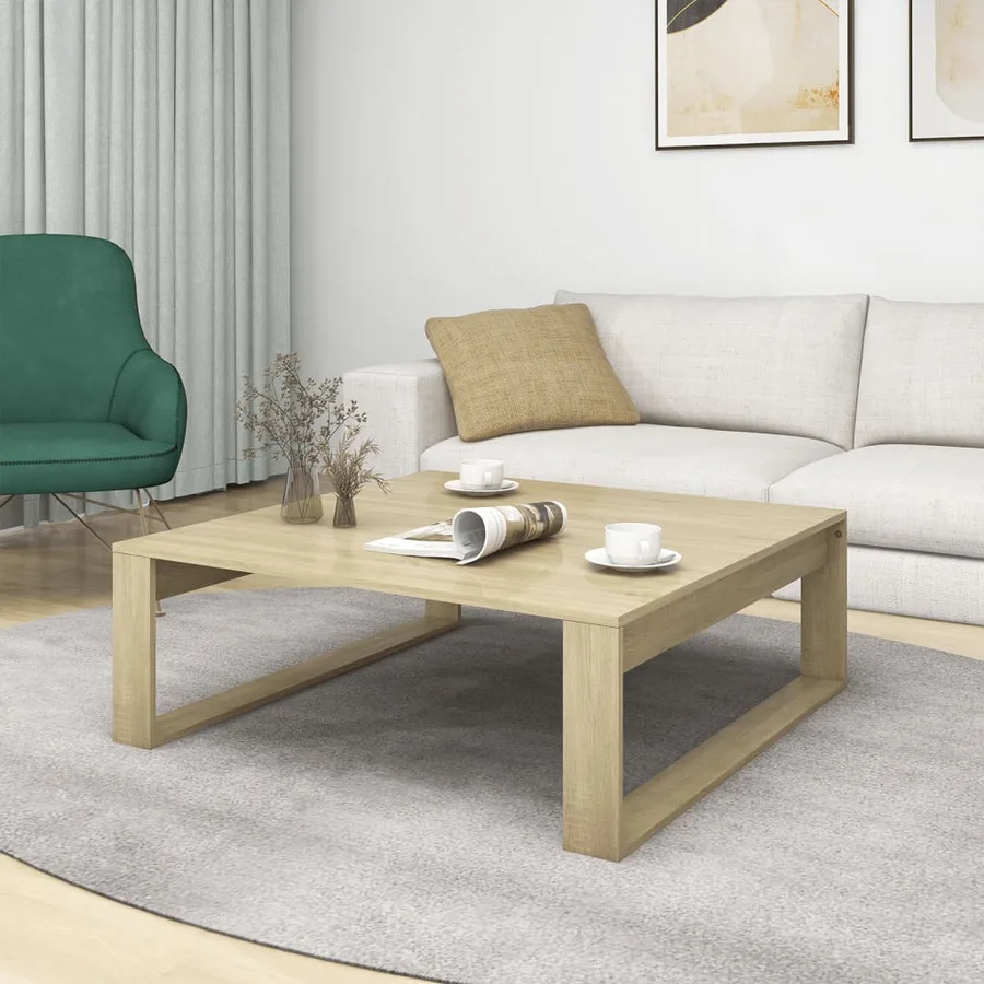 Table basse Chêne sonoma 100x100x35 cm Bois d'ingénierie - 3