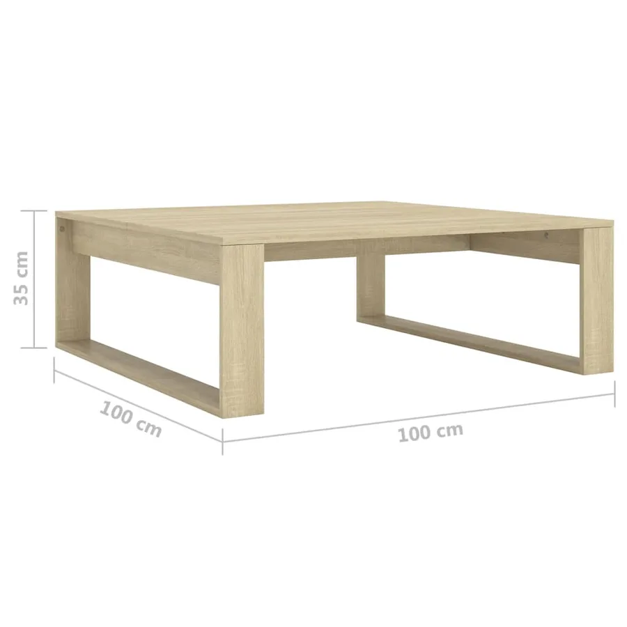 Table basse Chêne sonoma 100x100x35 cm Bois d'ingénierie - 7