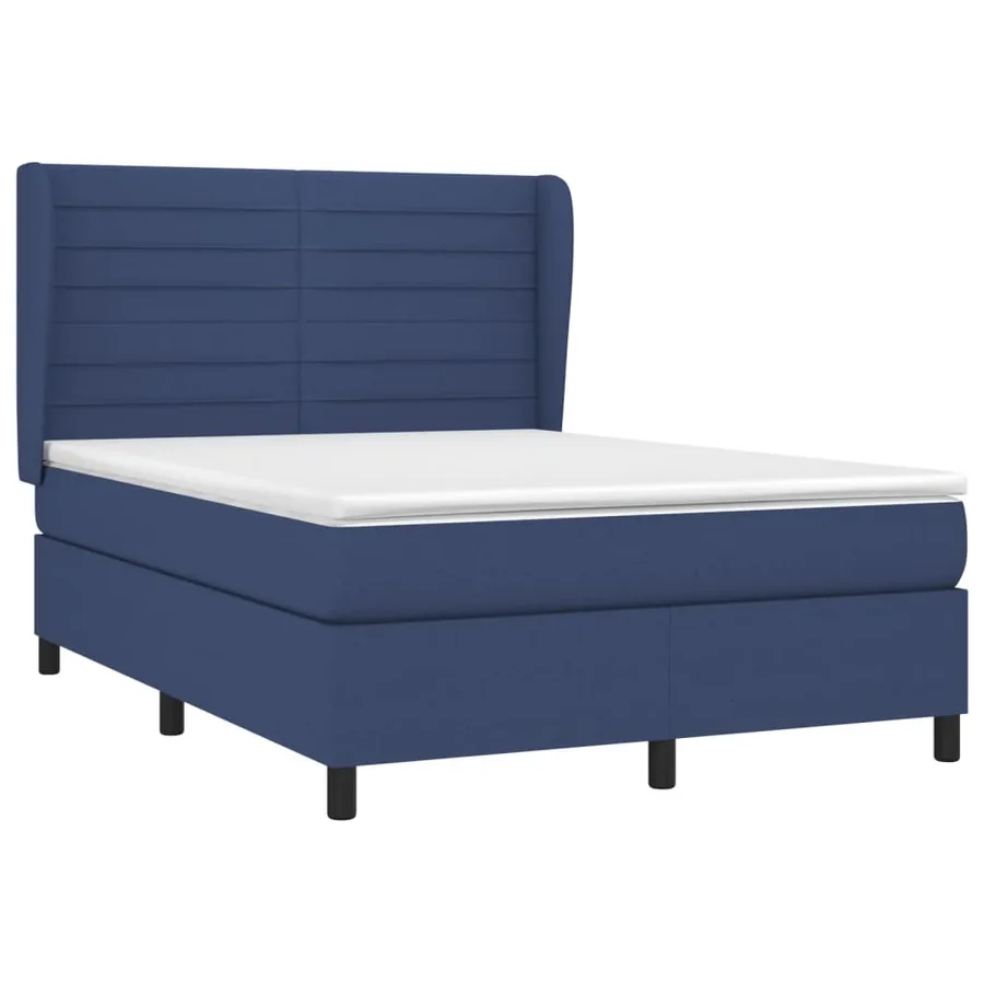 Sommier à lattes de lit avec matelas Bleu 140x200 cm Tissu - 3