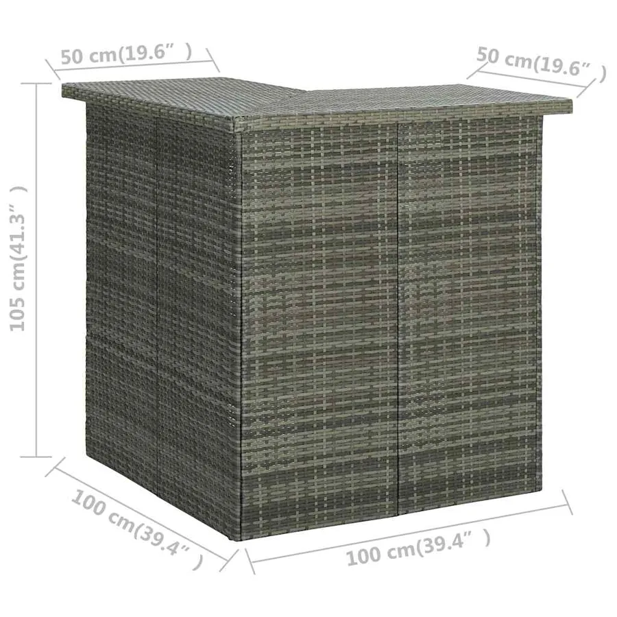 Meuble de bar de jardin 16 pcs et coussins Résine tressée Gris - 12