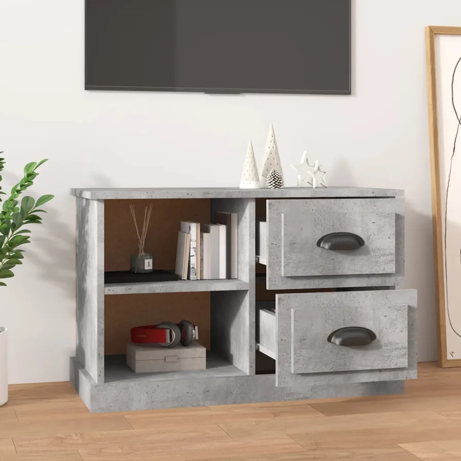 Meuble TV gris béton 73x35,5x47,5 cm bois d'ingénierie - 3