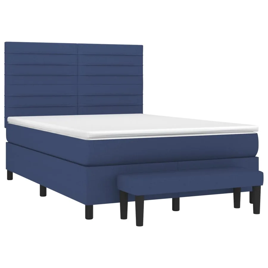 Sommier à lattes de lit avec matelas Bleu 140x200 cm Tissu - 3