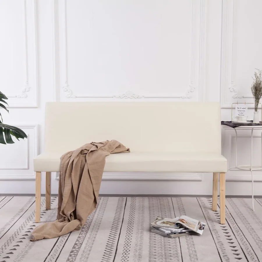 Banc 139,5 cm Crème Similicuir