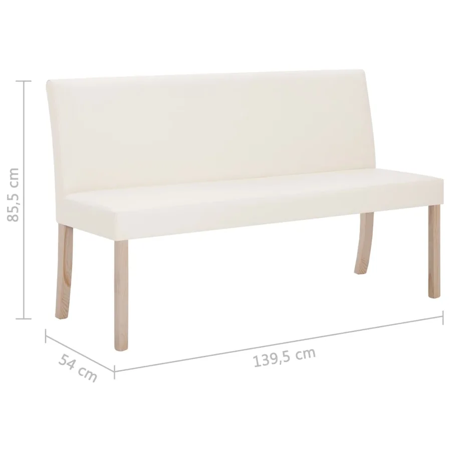 Banc 139,5 cm Crème Similicuir - 8