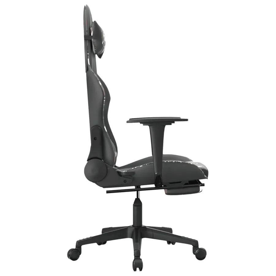 Chaise de jeu avec repose-pied Noir et camouflage Similicuir - 4