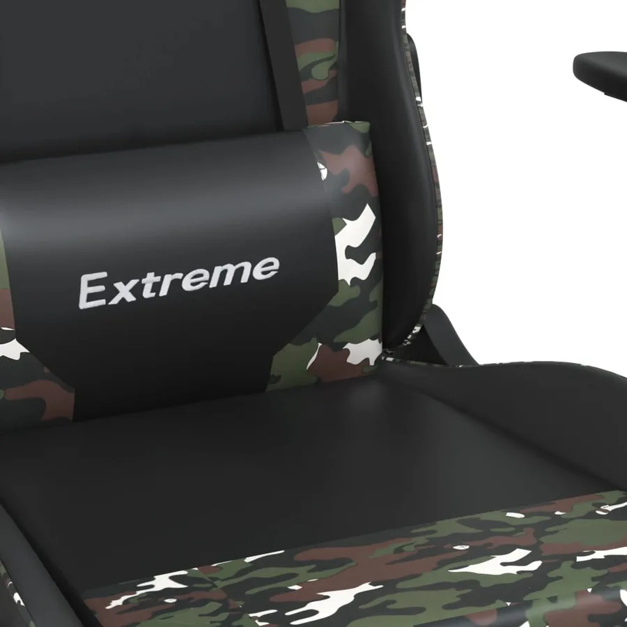 Chaise de jeu avec repose-pied Noir et camouflage Similicuir - 9