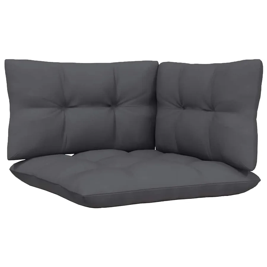Salon de jardin 3 pcs avec coussins Noir Bois de pin massif - 7