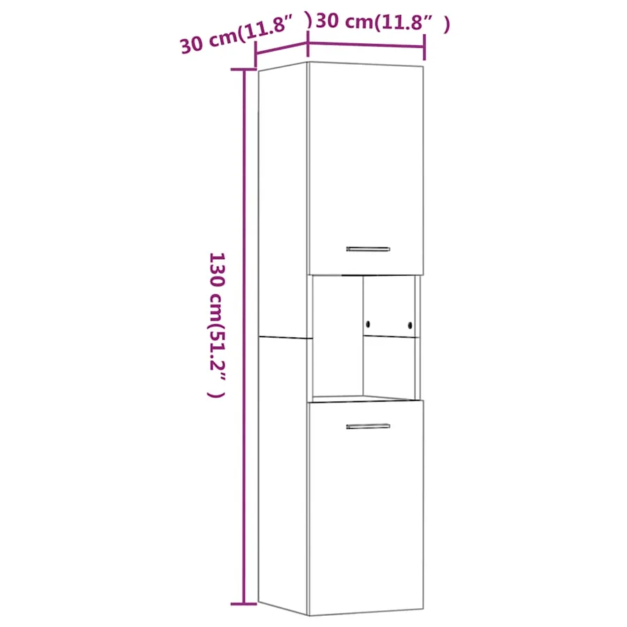 Armoire de bain Sonoma gris 30x30x130 cm Bois d'ingénierie - 10