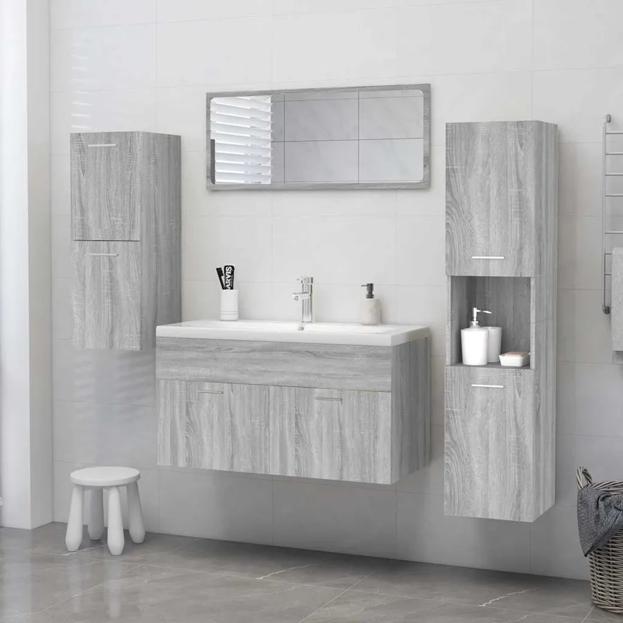 Armoire de bain Sonoma gris 30x30x130 cm Bois d'ingénierie - 3