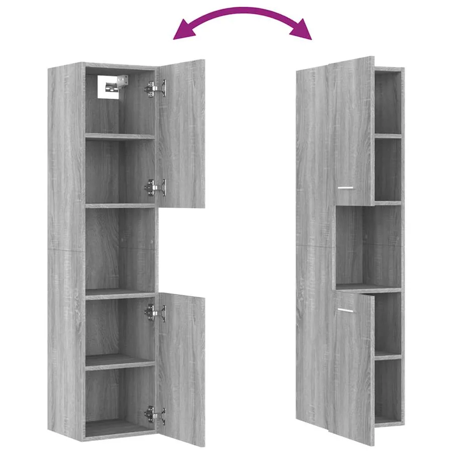 Armoire de bain Sonoma gris 30x30x130 cm Bois d'ingénierie - 9