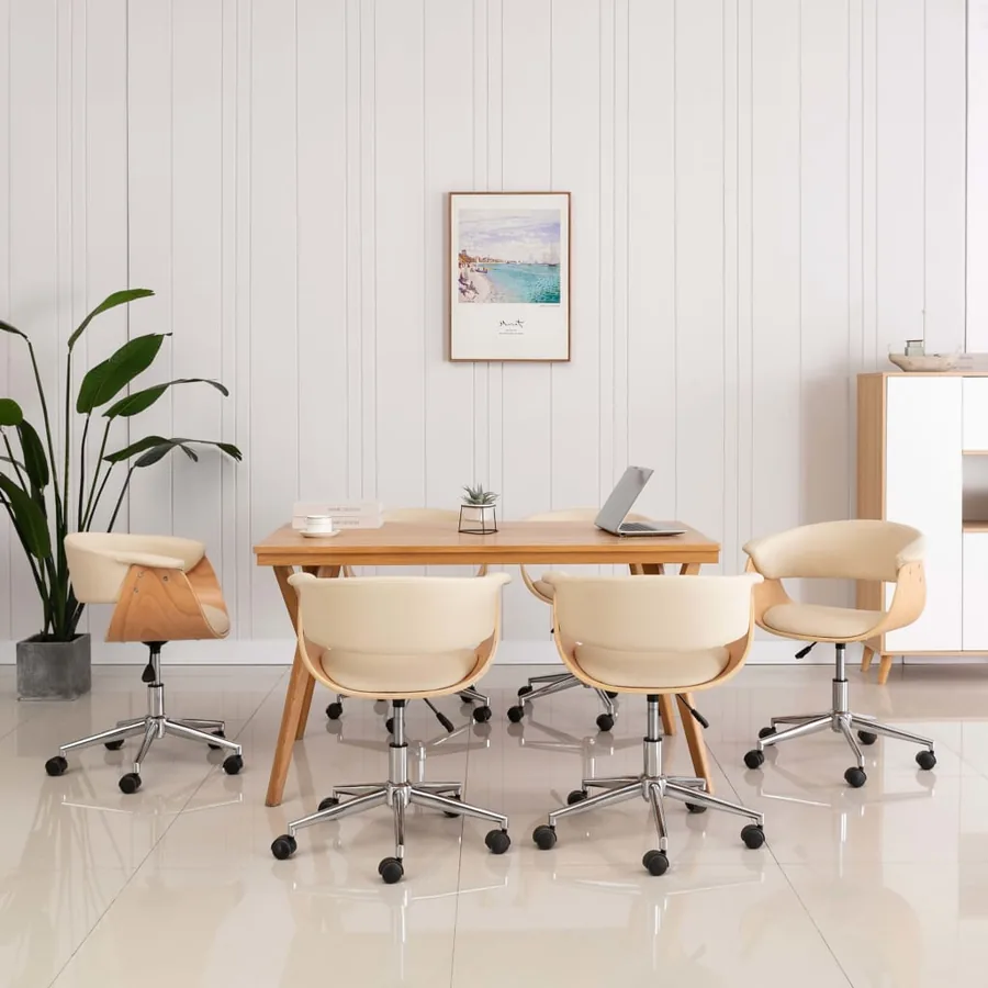 Chaises pivotantes à manger lot de 6 crème similicuir