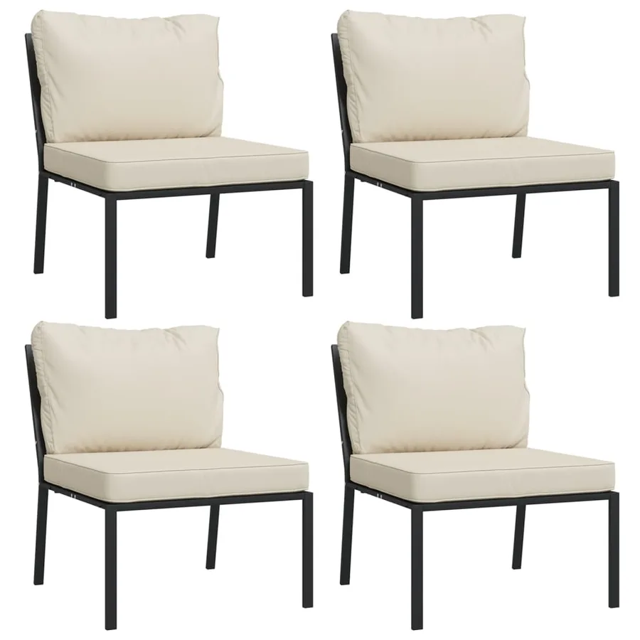 Salon de jardin 7 pcs avec coussins sable acier - 6
