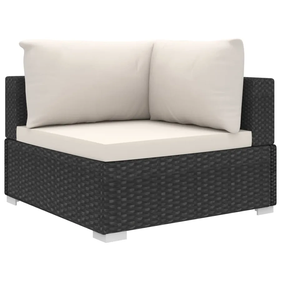 Salon de jardin 8 pcs avec coussins résine tressée noir - 5