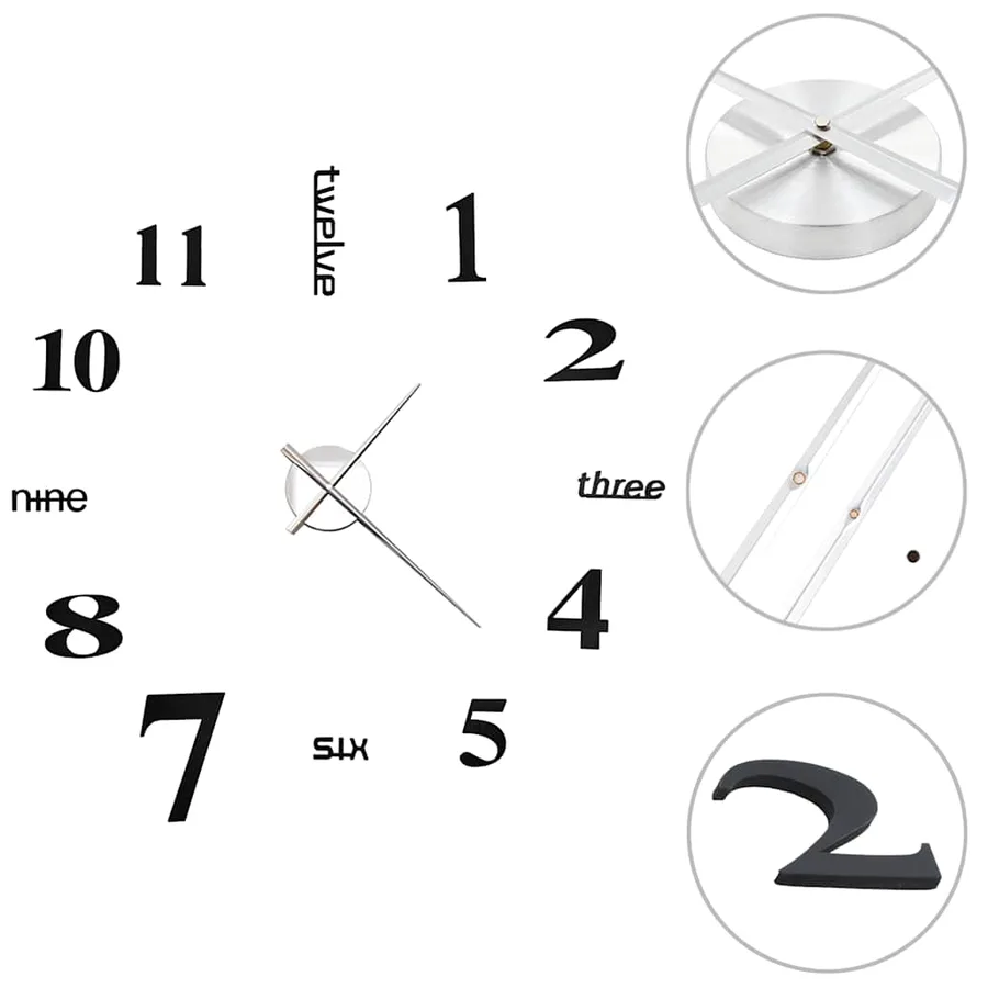 Horloge murale 3D Design moderne 100 cm XXL Noir - 2