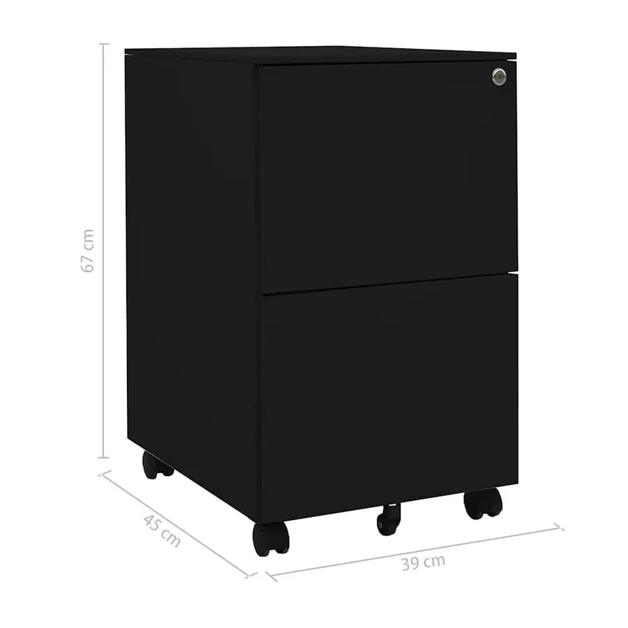 Classeur mobile Noir 39x45x67 cm Acier - 10
