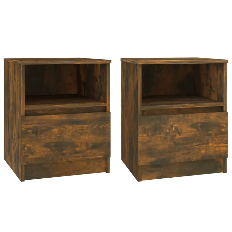 Tables de chevet 2 pcs chêne fumé 40x40x50 cm bois d'ingénierie - 2