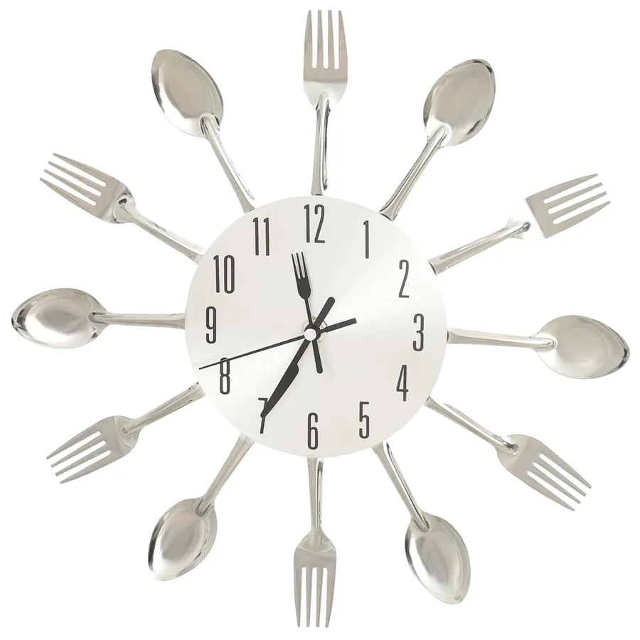 Horloge murale et cuillère et fourchette Argenté 31cm Aluminium - 2