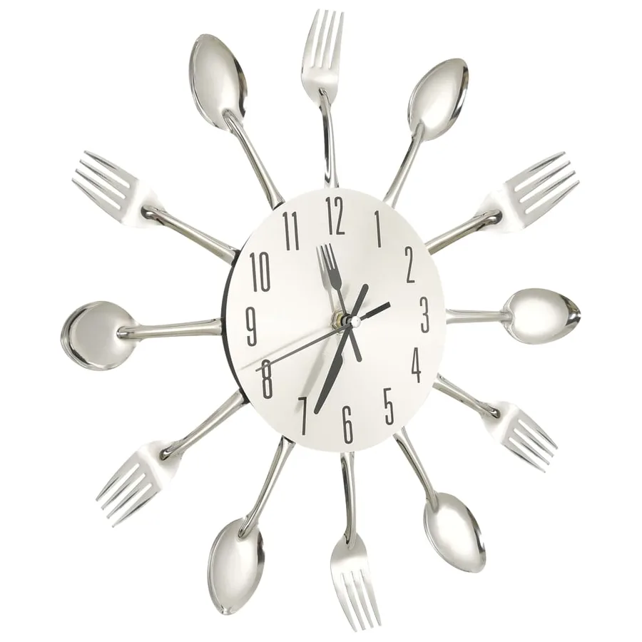 Horloge murale et cuillère et fourchette Argenté 31cm Aluminium - 3
