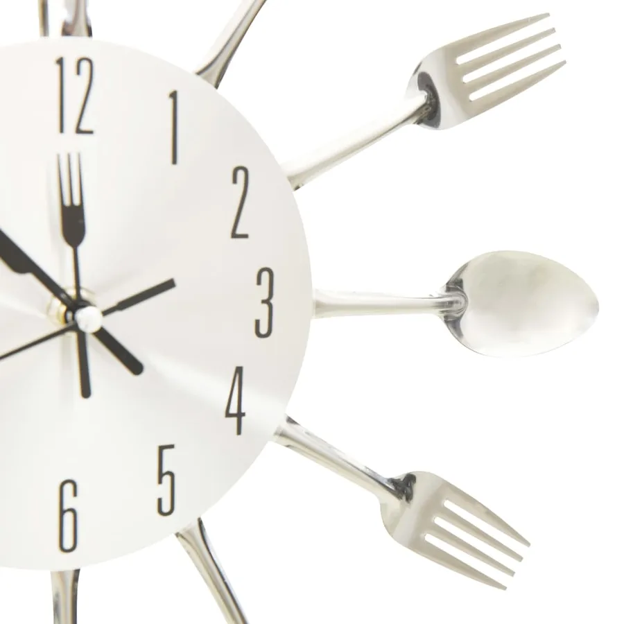 Horloge murale et cuillère et fourchette Argenté 31cm Aluminium - 4