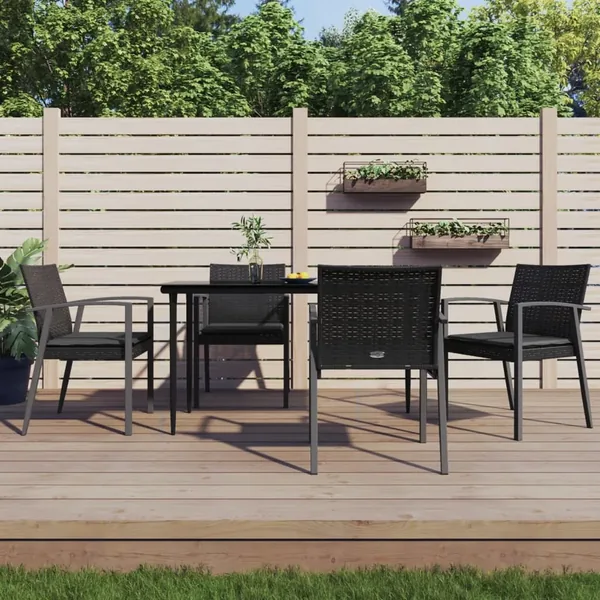 Ensemble à manger de jardin 5 pcs coussins résine tressée acier