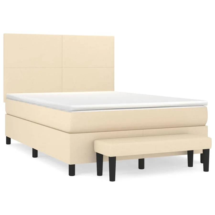 Sommier à lattes de lit avec matelas Crème 140x200 cm Tissu - 2