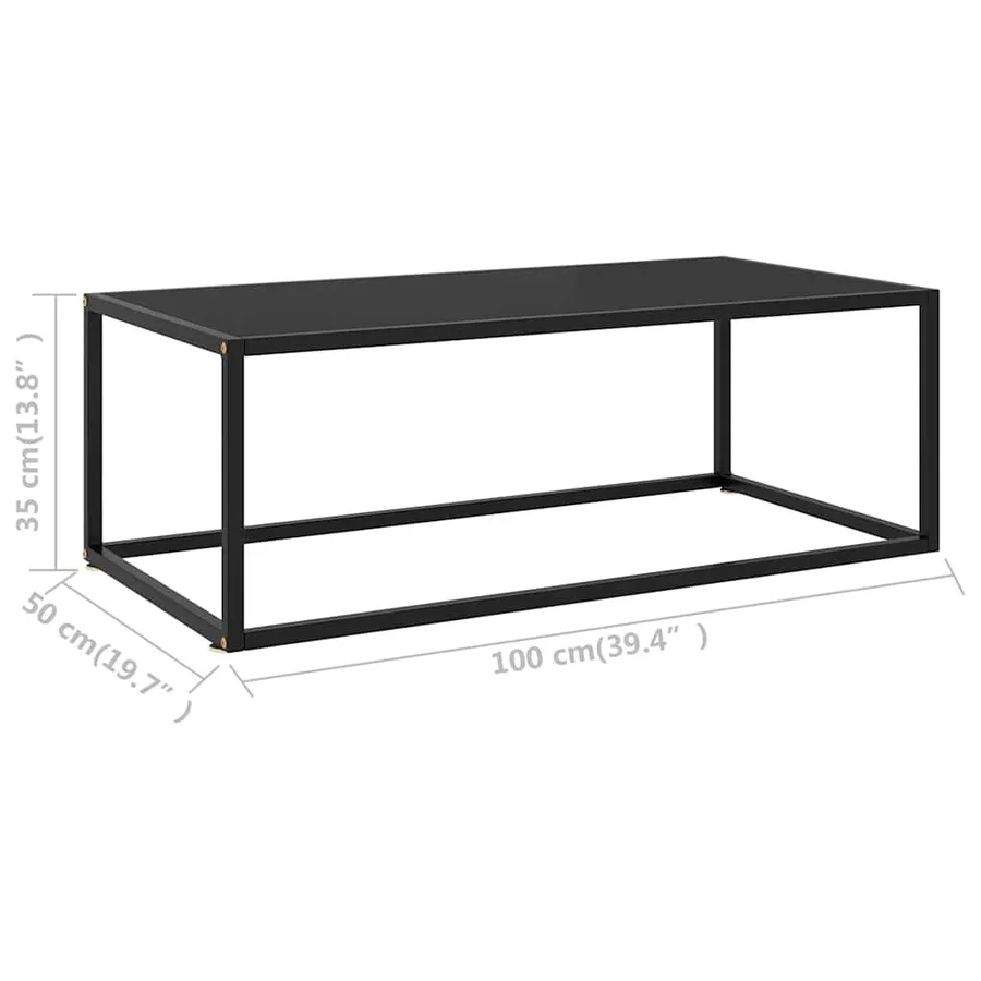 Table basse Noir avec verre noir 100x50x35 cm - 6