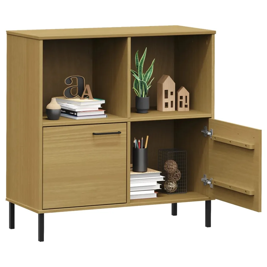 Bibliothèque avec pieds en métal Marron 90x35x90,5 cm Bois OSLO - 3