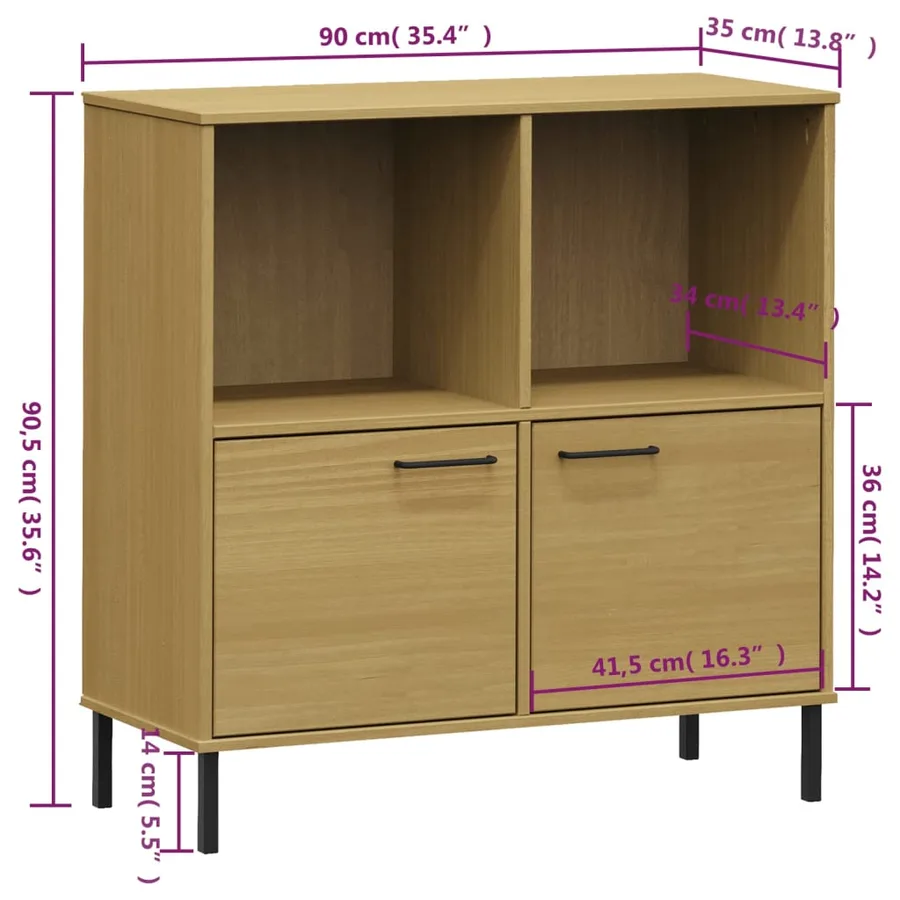 Bibliothèque avec pieds en métal Marron 90x35x90,5 cm Bois OSLO - 8