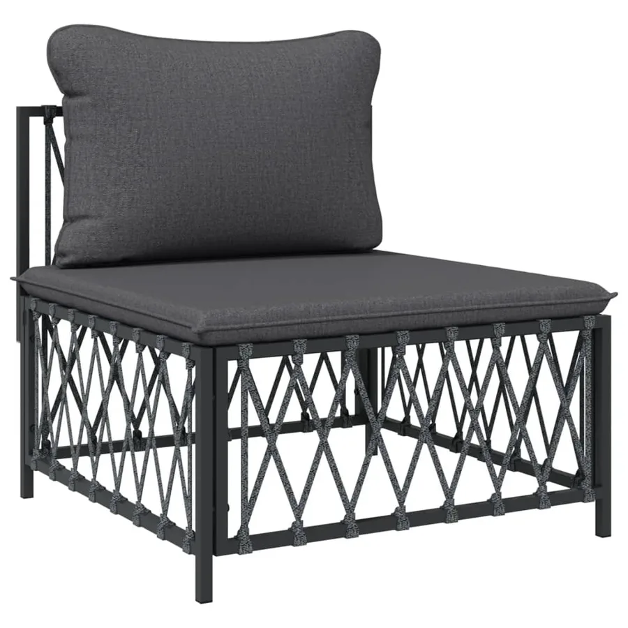 Salon de jardin 7 pcs avec coussins anthracite acier - 5