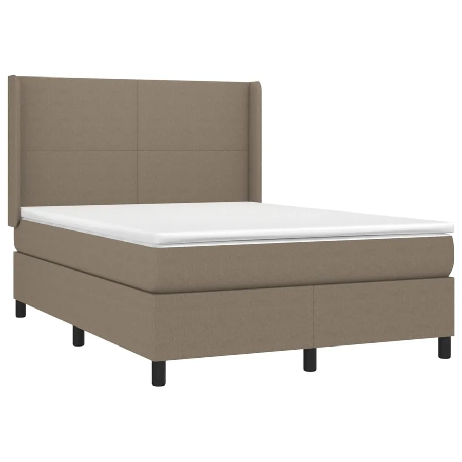 Sommier à lattes de lit matelas et LED Taupe 140x200 cm Tissu - 4