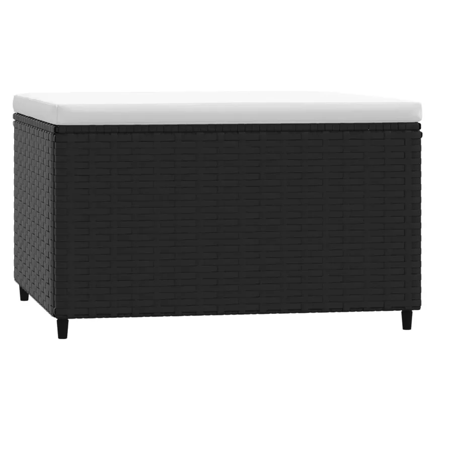 Repose-pied de jardin avec coussin noir résine tressée - 5