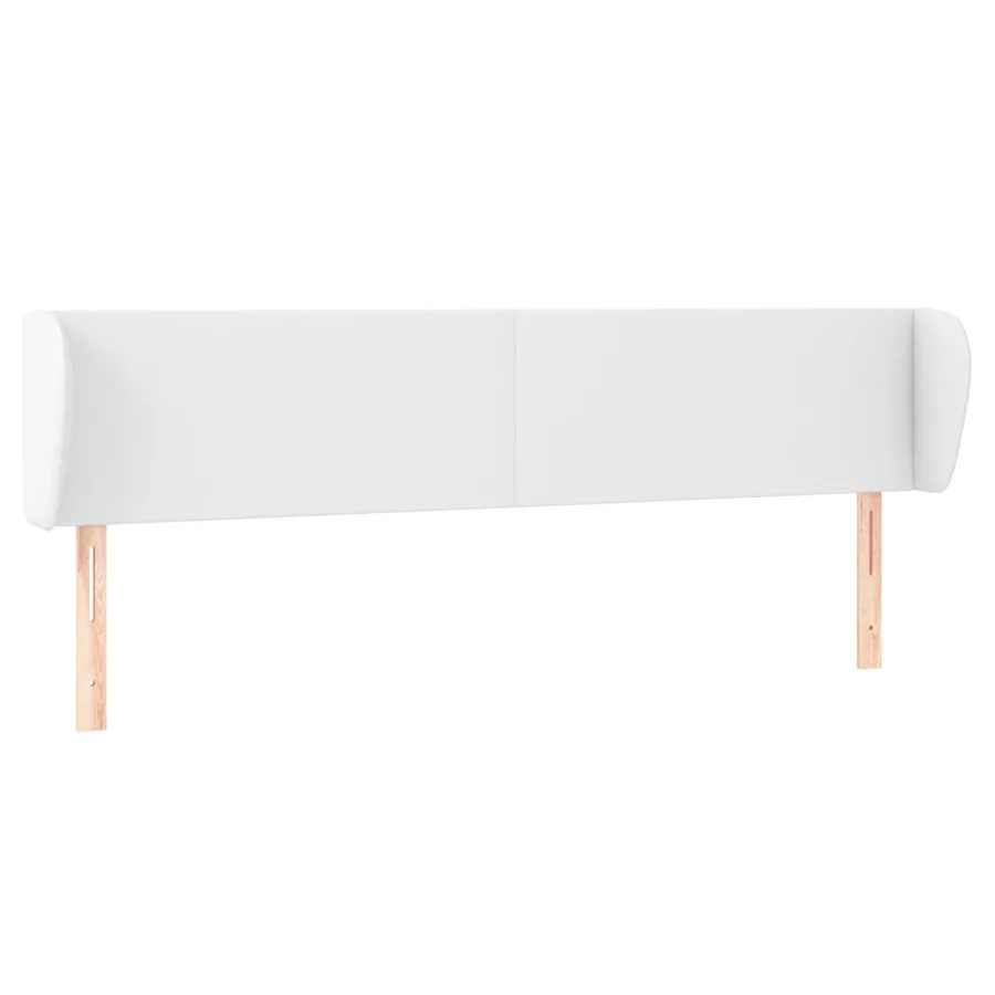 Tête de lit avec oreilles Blanc 203x23x78/88 cm Similicuir - 2