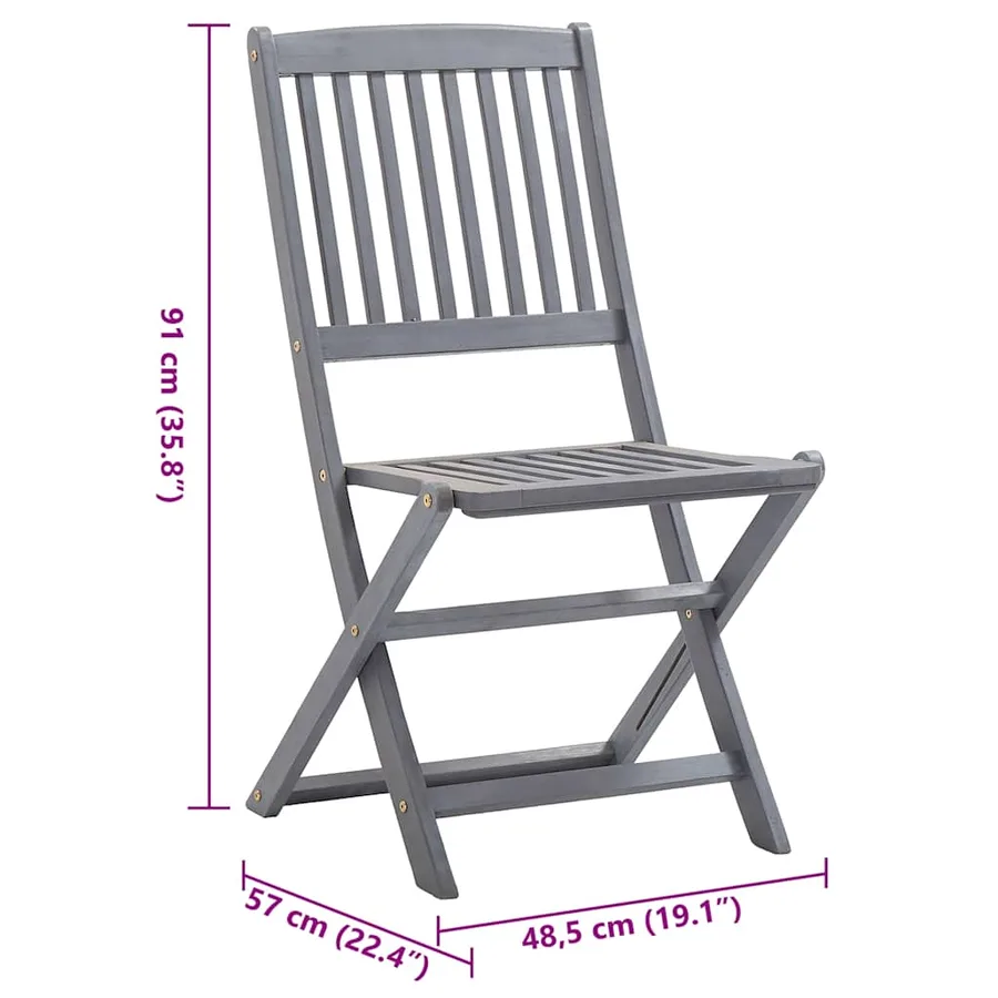 Chaises pliables d'extérieur lot de 2 et coussins Bois d'acacia - 18