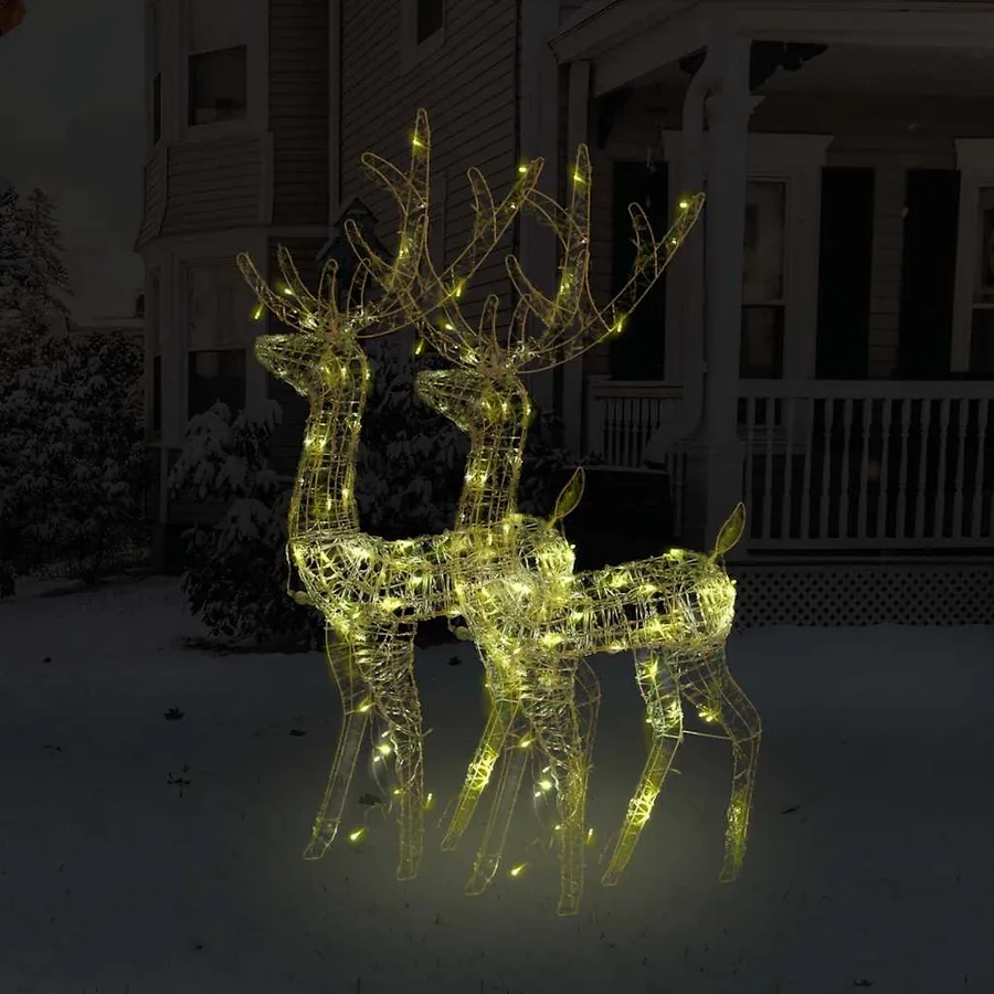 Décorations de Noël de renne Acrylique 2 pcs 128 cm Blanc chaud