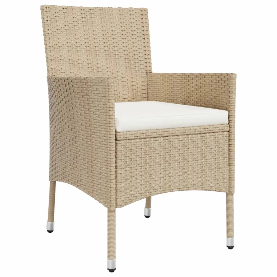 Ensemble à manger de jardin et coussins 9 pcs beige Poly rotin - 5
