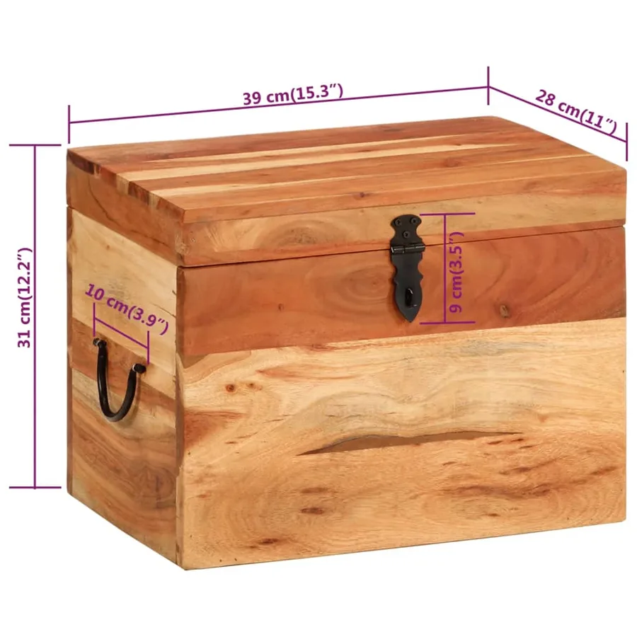 Boîte de rangement 39x28x31 cm Bois massif d'acacia - 9