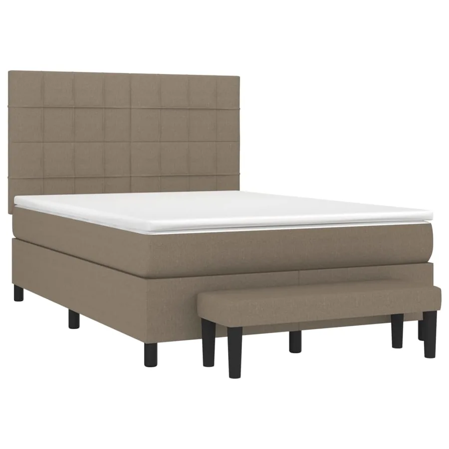 Sommier à lattes de lit avec matelas Taupe 140x200 cm Tissu - 3