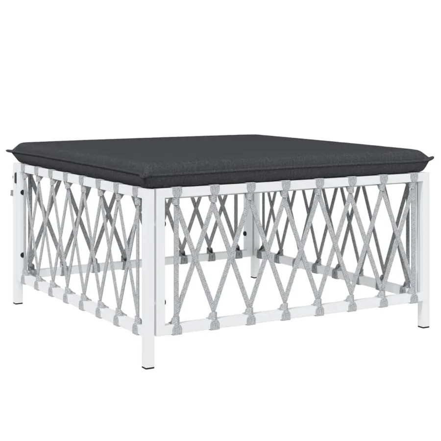 Salon de jardin 7 pcs avec coussins blanc acier - 6