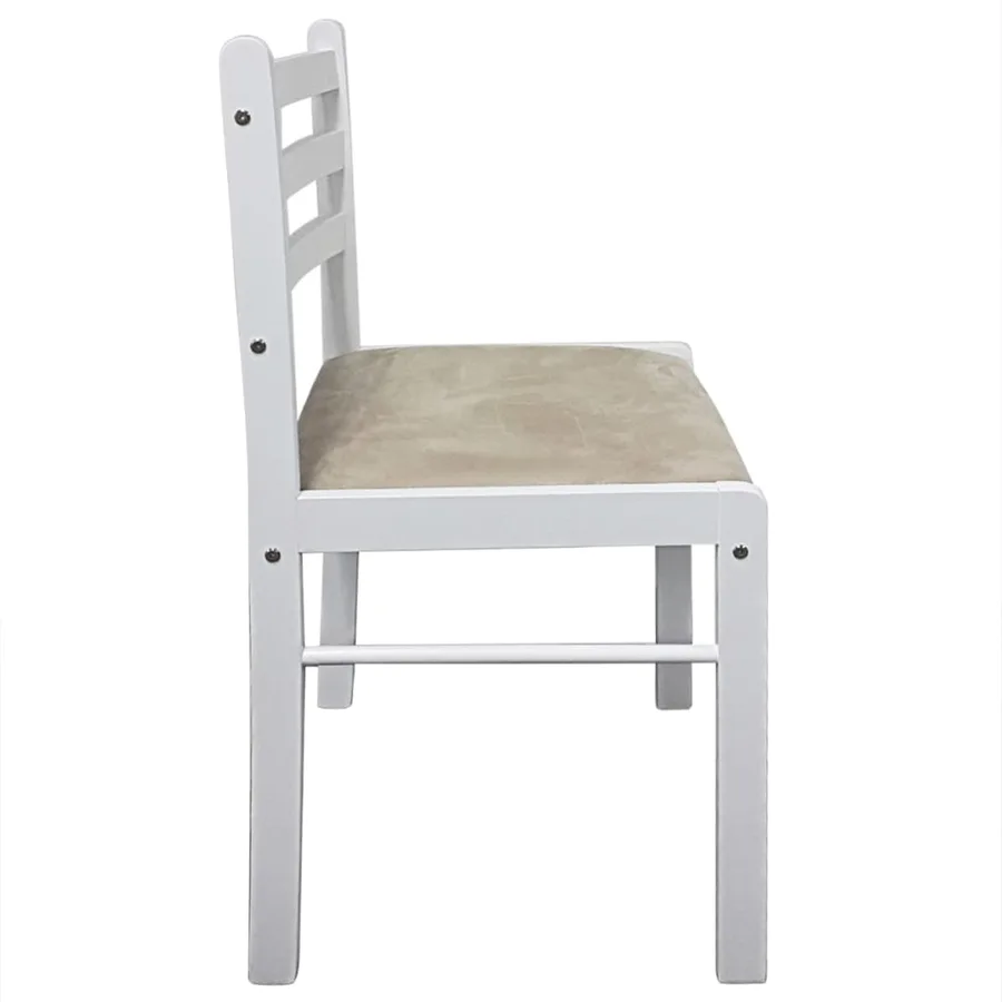 Chaises à manger lot de 4 blanc hévéa solide et velours - 5